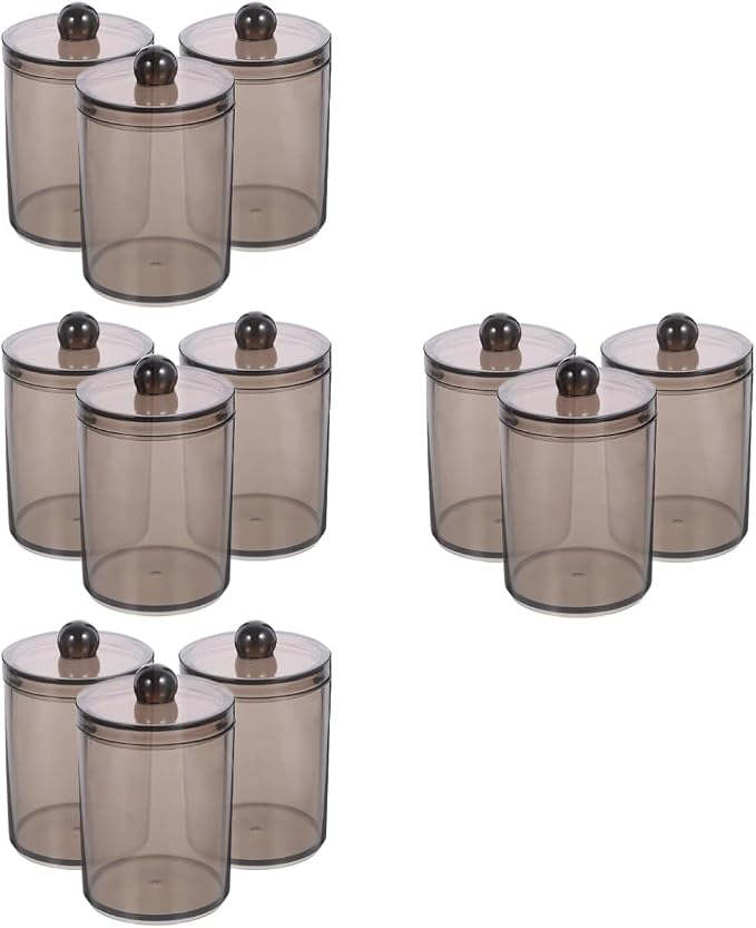 PRETYZOOM 12pcs Cotton Swab Holder Transparent Storage Jar for Cotton Pads Swabs and Toothpicks Compact Bathroom Organizer with Easy-open Lid for Efficient Storage