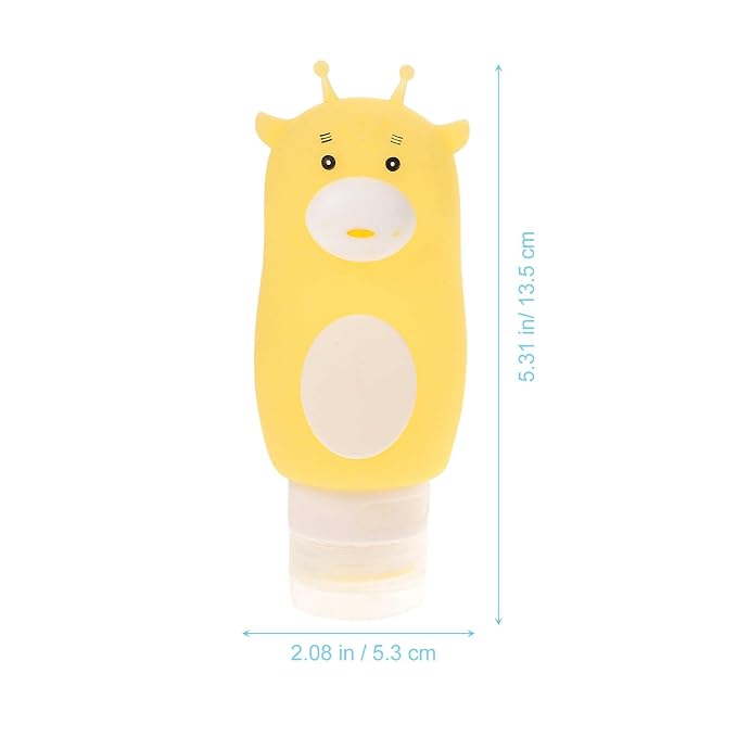 PRETYZOOM Travel Toiletry Bottles Set of 3 Refillable Portable Lotion Shampoo Dispenser Bottles with Cartoon Rabbit Shiba Inu Bear Design Lightweight Squeeze Bottles for Travel 5.31X2.08X1.77In