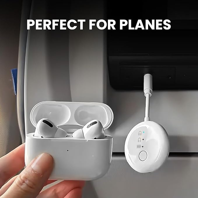 Avantree SoundJet R1 – 25Hr Airplane Bluetooth Adapter for All AirPods | Qualcomm Chipset & aptX Adaptive, Wireless Audio Transmitter for Flight Travel, Works with Bose & Other Headphones