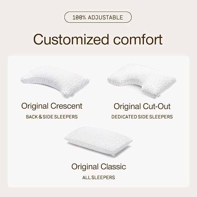 Coop Home Goods Original Cut-Out Adjustable Pillow, King Size Bed Pillows for Neck & Head Support, Memory Foam Pillows - Medium Firm for Side Sleeper, CertiPUR-US/GREENGUARD Gold
