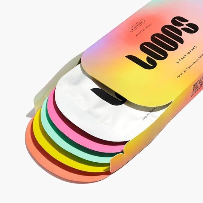 LOOPS VARIETY LOOP KIT - The Best Hydrogel Korean Face Masks for Every Skin Moment - Loops Face Mask - 5 Masks for Hydrating, Detoxifying, Repairing, Soothing, and Rejuvenating - All Skin Types 5pc