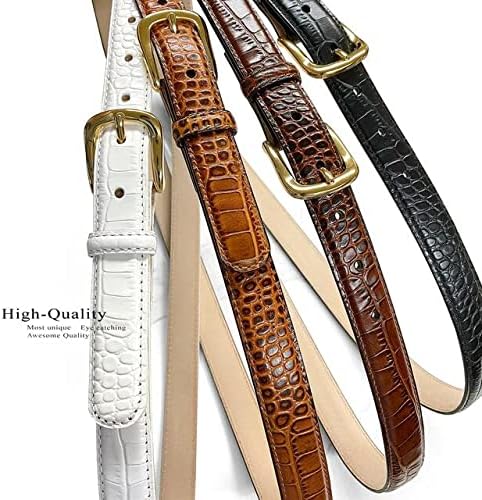 Genuine Full-Grain Cowhide Leather Dress Belt Solid Brass Gold Buckle 1-3/8'' or 1" Wide