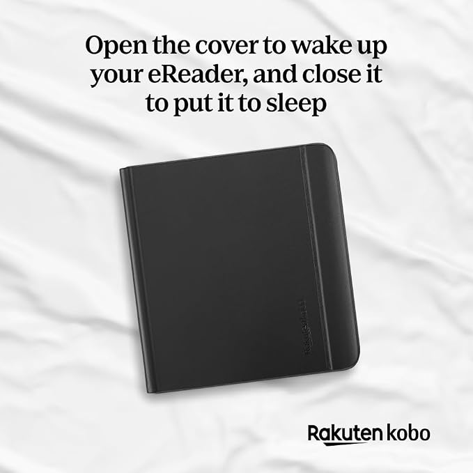 Kobo Libra Colour SleepCover Case | Black Notebook | Sleep/Wake Technology | Built-in 2-Way Stand | Vegan Leather | Compatible with 7” Kobo Libra Colour eReader