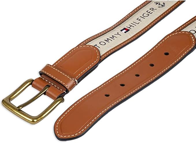 Tommy Hilfiger Men's Fabric Inlay Casual Belt With Classic Harness Buckle