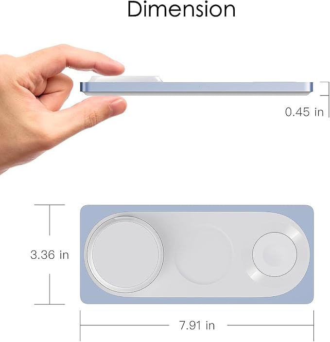 PETINO 3 in 1 Wireless Charging Station for Apple Devices with MagSafe | For iPhone 17/Air/16/15/14/13/12, AirPods & Apple Watch, Foldable Portable Aluminum Charging Stand, Adapter Included