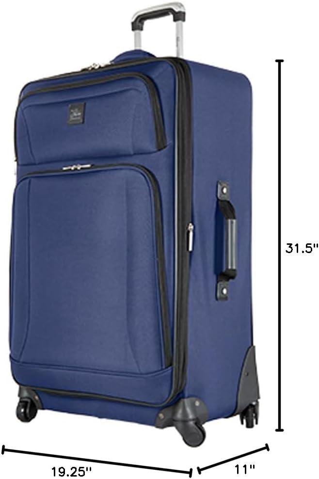 Skyway Epic Softside Large Checked Luggage - Lightweight Suitcase with Wheels | TSA Approved Travel Bag | Spinner Suitcase | Large Luggage Set with Telescoping Handle, 28 inch, Surf Blue