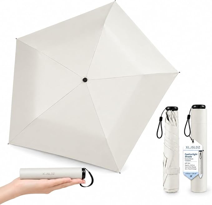Japan Pencil Umbrella, Japanese Ultra Light Mini Travel Umbrella with Upf 50+ Sun Protection, Compact Folding Pocket Parasol for Rain, Backpack, Handbag, Commute, Beach, Hiking, Outdoor Use
