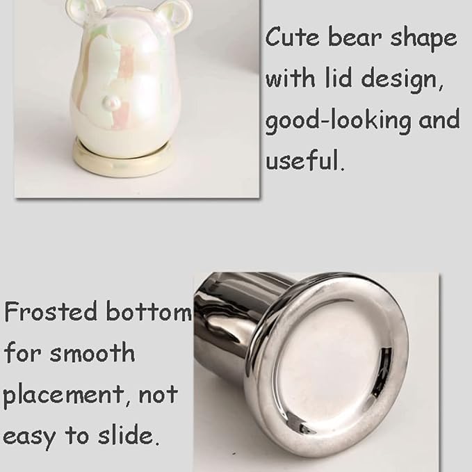 Exquisite Toothpick Holder Ceramic Desktop Bear Toothpick Dispenser Cotton Swab Stick Toothpick Organizer Reusable Sturdy