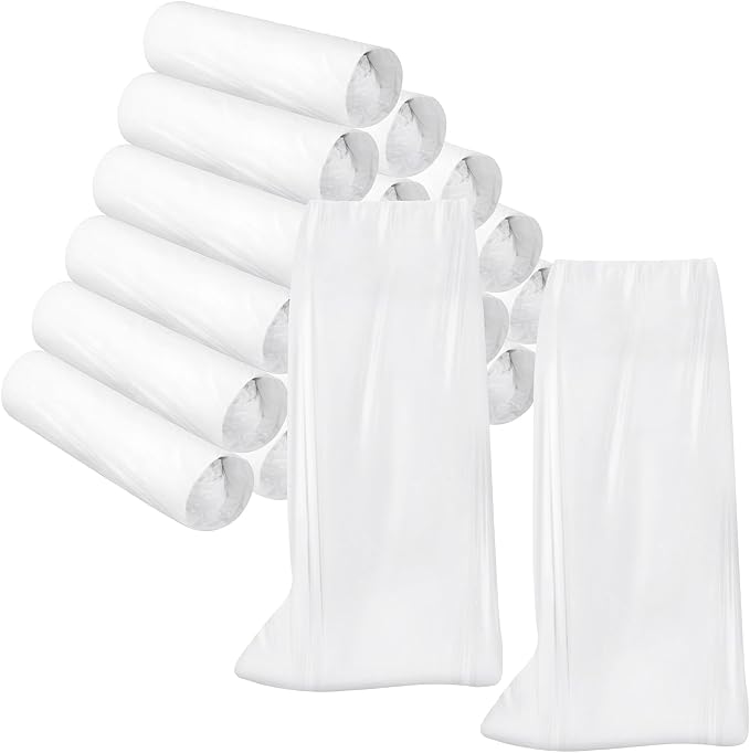 Haysandy 180 Pieces Shoe Covers Disposable Non Slip Plastic Boot Covers Long Waterproof Shoes Covers Safety Boot Shoe Covers 21.6 Inch Tall Shoe Coverings for Men Women Rainy Day Use (White)