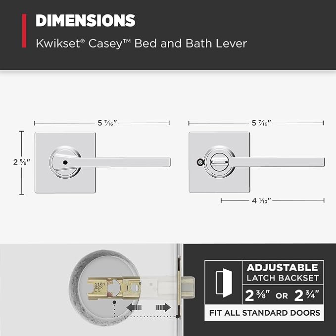 Kwikset Casey Hallway Passage and Bed/Bath Privacy Door Handle 6 Pack, 3 Passage Levers and 3 Privacy Levers, Polished Chrome Reversible Interior Handles