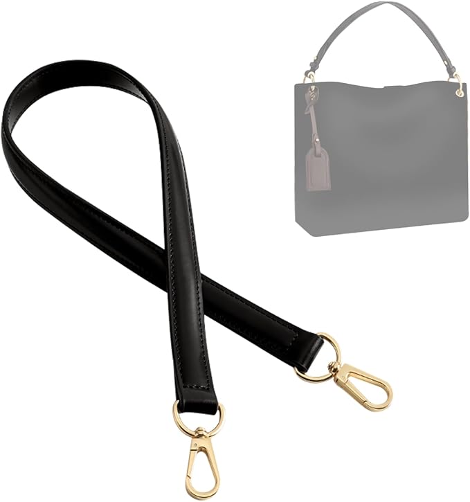jiesinlov Vachetta Leather Replacement Straps Purse Shoulder Strap Accessories for Graceful Tote Hobo Speedy25 30 Alma And Dauphine pochette neno Bags(W0.7in,L25.6in-Black)