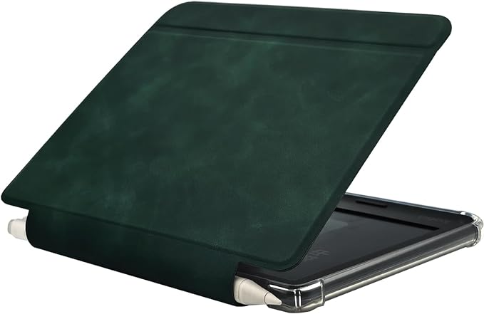 Folio Leather Case for 7" Kobo Libra Colour (2024) eReader - Ultra-Thin Enhanced Auto Sleep/Wake Cover with Transparent TPU Back, Magnetic Closure, Stylus Holder (Green)