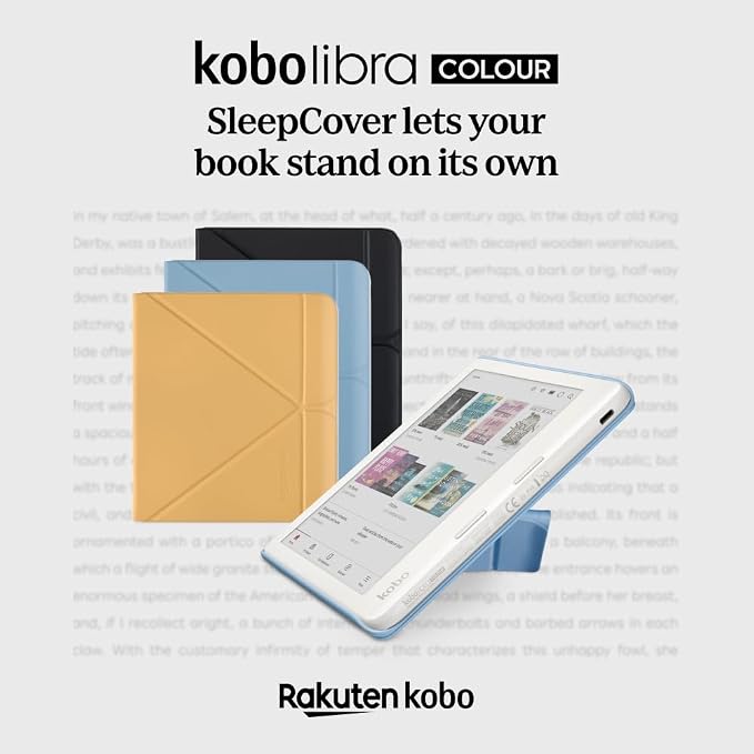 Kobo Libra Colour SleepCover Case | Dusk Blue | Sleep/Wake Technology | Built-in 2-Way Stand | Vegan Leather | Compatible with 7” Kobo Libra Colour eReader