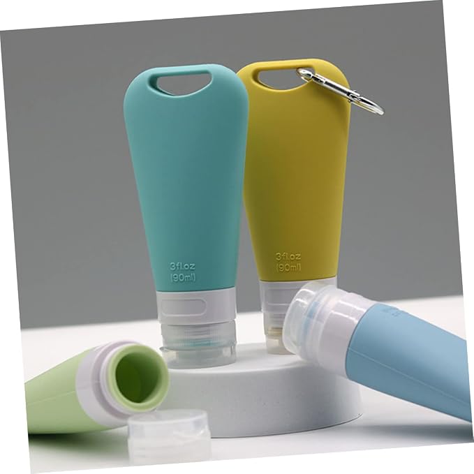 Cabilock 9pcs Travel Squeeze Bottles Set Refillable Silicone Containers for Shampoo Conditioner and Lotion Versatile Toiletry Travel Essentials Random Colors