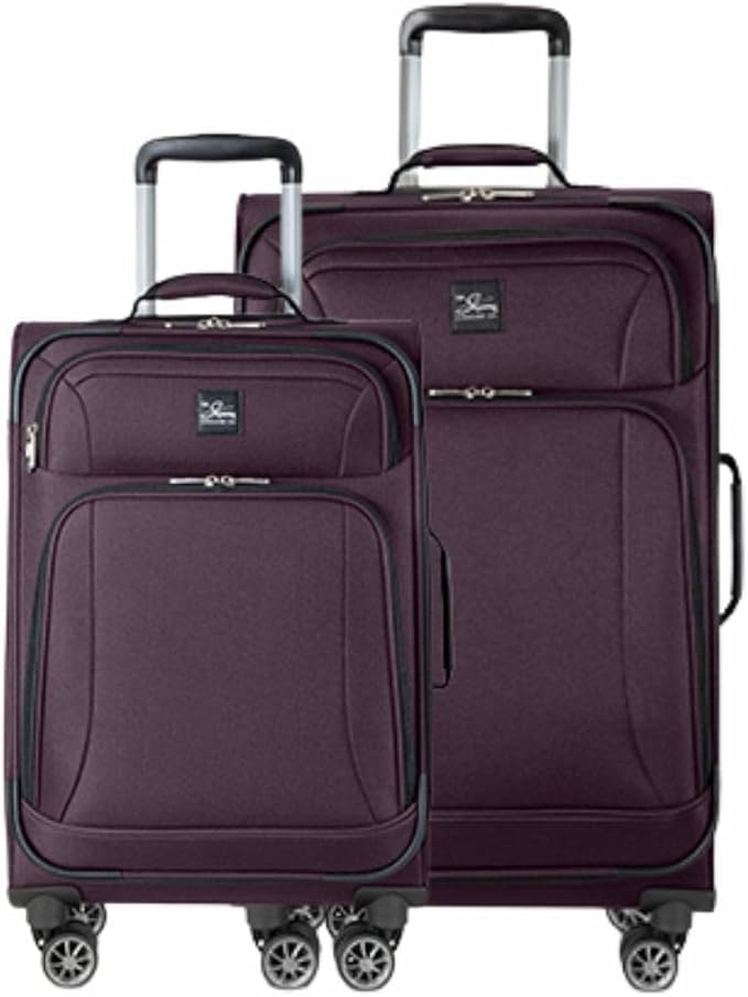 Skyway Epic Softside 2-Piece Luggage Set - Lightweight Suitcase with Wheels | TSA Approved Travel Bag | Spinner Suitcase | Luggage Set with Telescoping Handle, 20", & 24", Plum