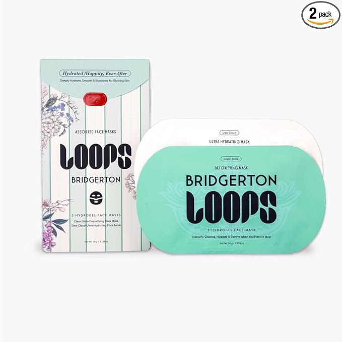 LOOPS Beauty Bridgerton™ NETFLIX (Happily) Ever After Set -The Best Hydrogel Korean Face Masks for Every Skin Moment Face Mask - 2 Hydrating Masks - Clean Slate and Dew Cloud - 2pc