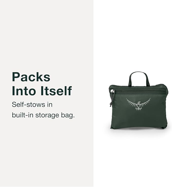 Osprey Ultralight Collapsible Stuff Pack - Lightweight, Packable Travel Backpack — Extra Bag For Travel and Every Day — 18 L Capacity Daypack to Expand Luggage, Tundra Green