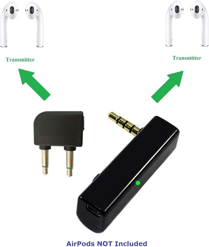 AirSplitter : Airplane in-Flight Bluetooth Splitter, Lets You untether from Seats, Freely Enjoy Airplane’s Audio in Airplane Cabin, Along aisles or in restrooms. Compatible with 2 AirPods.