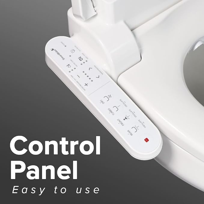 SmartBidet® SB-2000 Smart Bidet Electric Bidet Toilet Seat with Heated Seat, Warm Water, Air Dryer – Side Control Panel, Elongated