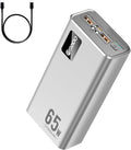 PSOOO Portable Charger 27000mAh 65W PD Fast Charging Power Bank, 3-Port External Battery Pack with LED Flashlight, Compatible with iPhone, Samsung, MacBook, Tablet, Travel & Outdoor Use (Sliver)