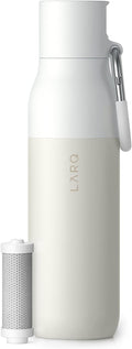 LARQ Bottle Filtered – Insulated Stainless Steel Water Bottle with Filter Straw, Removes Chlorine, PFAS Lead, BPA-Free Leak Proof Flip Top, 24h Cold for Travel Gym Office, 25 oz, Granite White
