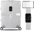 Veki Cross Luggage Straps Set TSA Approved with Lock Adjustable Travel Suitcase Belts Suitcase Tags with Name ID Card Packing Straps for Suitcases Strap Travel Accessories (Silver Gray 1pcs)