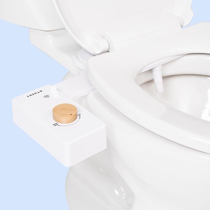 TUSHY Classic 3.0 Bidet Toilet Seat Attachment - a Non-Electric Self Cleaning Water Sprayer with Adjustable Water Pressure Nozzle, Angle Control & Easy Home Installation (Bamboo Knob)