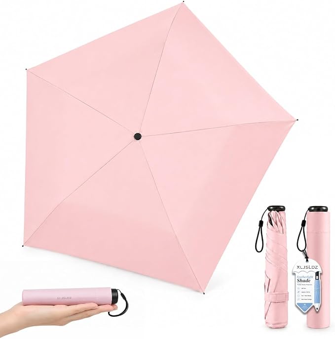 Japan Pencil Umbrella, Japanese Ultra Light Mini Travel Umbrella with Upf 50+ Sun Protection, Compact Folding Pocket Parasol for Rain, Backpack, Handbag, Commute, Beach, Hiking, Outdoor Use