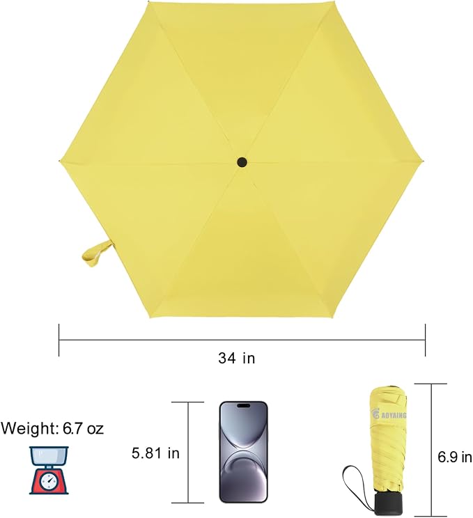 GAOYAING Compact Travel Umbrella with Case Sun&Rain Lightweight Small and Compact Suit for Pocket