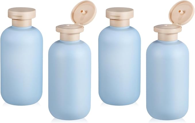Healeved Travel Bottles 4-Pack 6.7Oz Refillable Silicone Squeeze Containers for Shampoo Conditioner Lotion Leak-Proof Flip Caps Ideal for Travel Camping Business