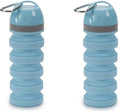 20 ounce Collapse Water Bottles for People and Pets Flexible Accordion Style Choose Quantity (Blue, 2 Water Bottles)