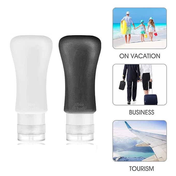 18 Pack Travel Bottles, 3oz & 2oz Leak Proof Toiletries, Perfect for Business or Personal Travel, Fun Outdoors Silicone 18 Pieces