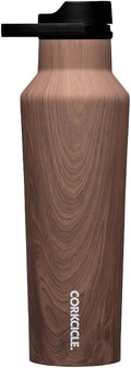 Corkcicle Sport Canteen - Keeps Drinks Cold 25 Hours - Stainless Steel Water Bottle - Triple-Insulated - Spill-Proof - Summer Drinkware Gift - Keeps Drinks Ice Cold - 20 oz - Walnut Wood