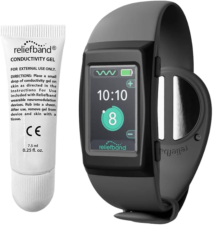 Reliefband Premier+ Anti-Nausea Wristband for Motion Sickness, Morning Sickness, Travel & Vomiting Relief - Motion Sickness Wristband FDA Cleared Drug-Free,Nausea Relief Band (1 Extra Gel)