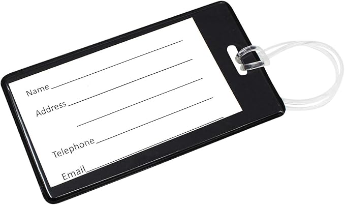 Bulk 25 Pack - Vivid Backpack ID Luggage Tags for Student Identification Cards - School Name Badge Holder for Backpacks - Business Card Size with Clear Insert Window by Specialist ID (Black)