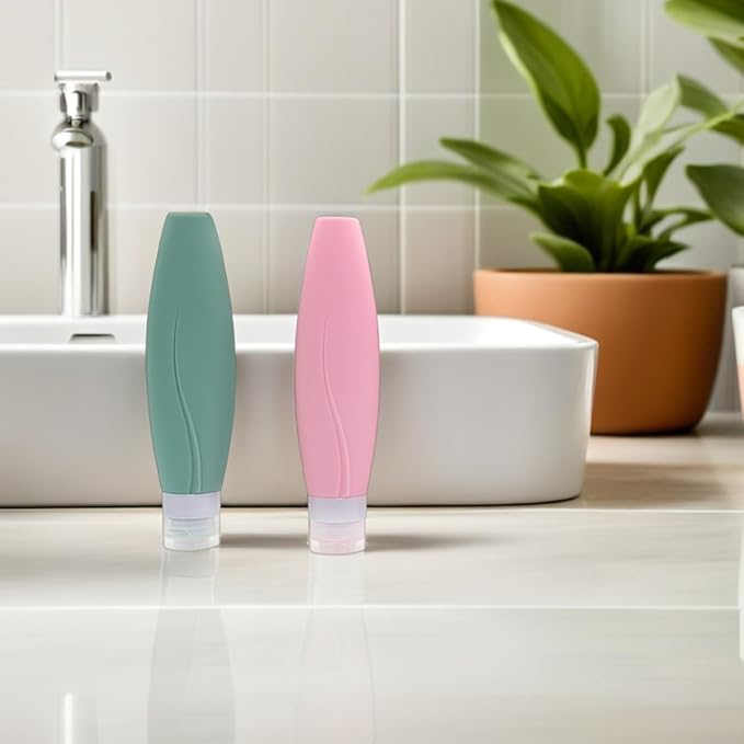 Vaguelly 5pcs 150ml Leakproof Silicone Travel Bottles Set for Toiletries, Refillable Squeeze Containers for Shampoo, Conditioner, Lotion, Portable Liquid Medicine Travel Random Color