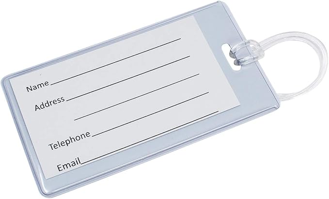 Bulk 25 Pack - Bright Backpack ID Luggage Tags for Student Identification Cards - School Name Badge Holder for Backpacks - Business Card Size with Clear Insert Window by Specialist ID (White)