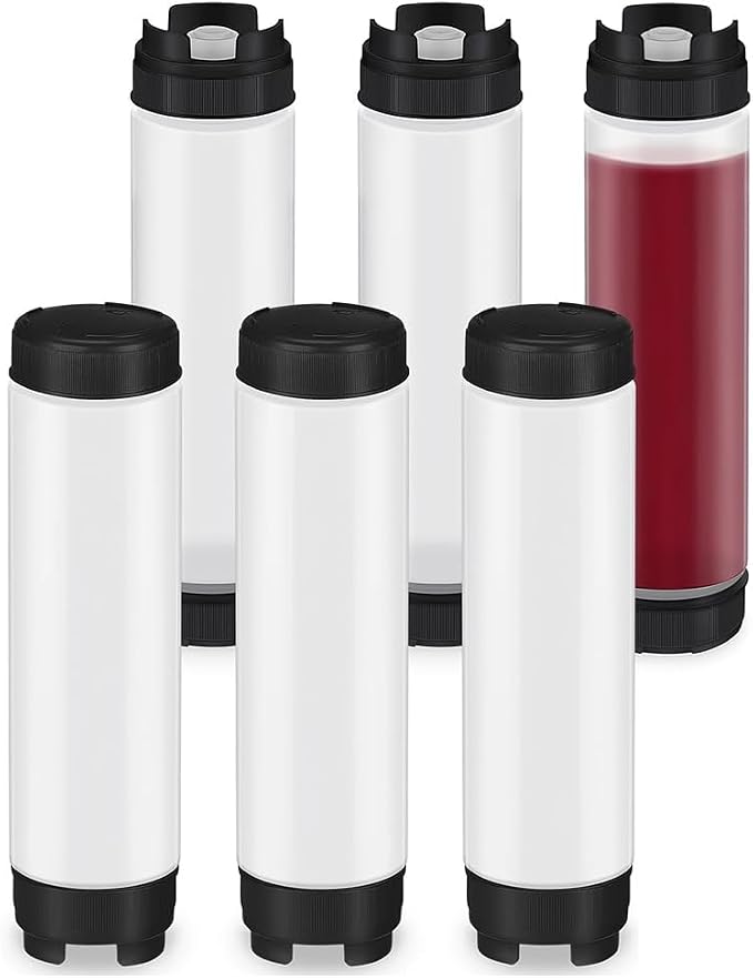 6 Pcs 16 Oz Condiment Squeeze Bottles Inverted Plastic Squeeze Bottle for Sauces Refillable Tip Large Valve Dispenser