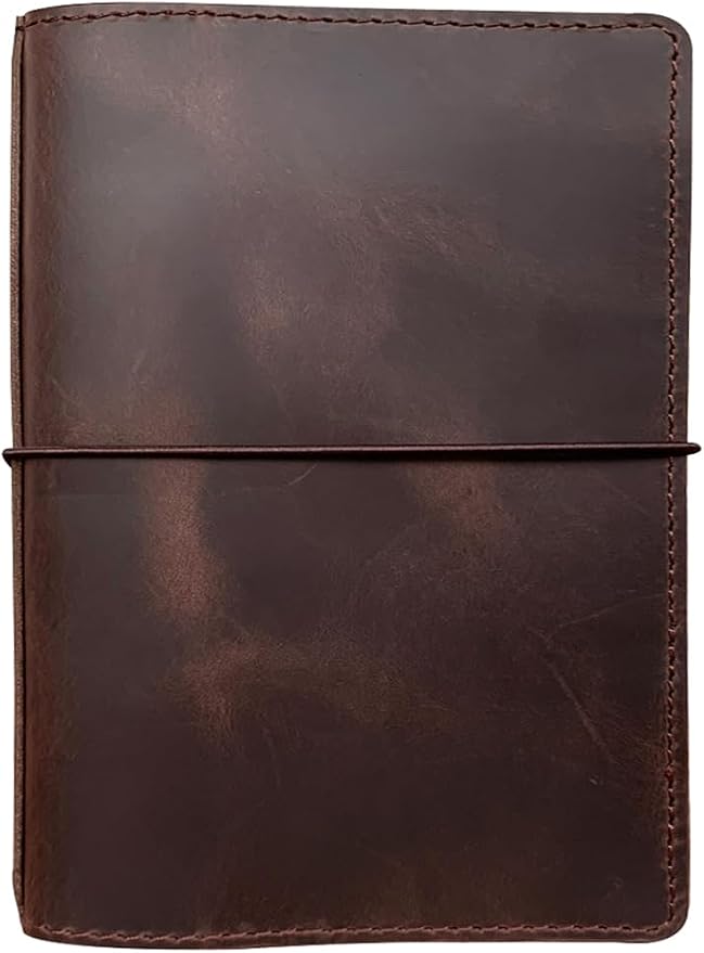 Travelers Notebook Cover with Inner Pockets, Card Slots and Pen Holder, B6 Size, Dark Brown