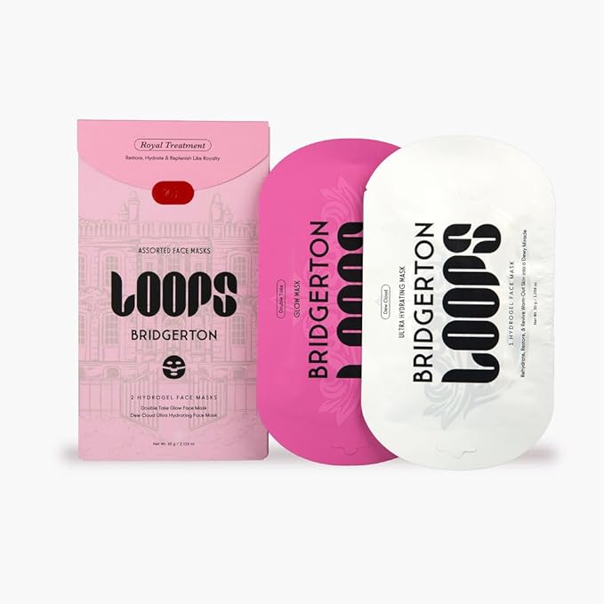 LOOPS Beauty Bridgerton™ NETFLIX Royal Treatment Set -The Best Hydrogel Korean Face Masks for Every Skin Moment Face Mask - 2 Hydrating Masks - Dew Cloud and Double Take - All Skin Types, 2pc