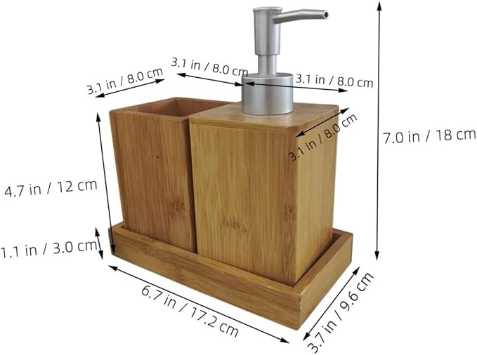 Holibanna Rustic Bathroom Kit Travel Toiletries Set Toothbrush Holder Shampoo Dispenser Shower Soap Dispenser Bamboo Decor for Room Accessories