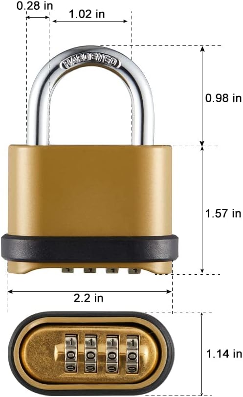 CINCINNO 4 Digit Combination Lock, Outdoor Combination Padlock with Hardened Steel Shackle,Locks with Code for Sheds, Fence, Storage Unit and Gate