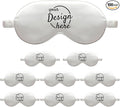 TOPTIE 100 Pack Custom Print Silk Sleep Mask Blindfold Travel Nap Eye Cover Light Double-Side Smooth Rest Eyeshade-White