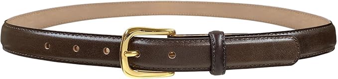 Genuine Full-Grain Cowhide Leather Dress Belt Solid Brass Gold Buckle 1-3/8'' or 1" Wide