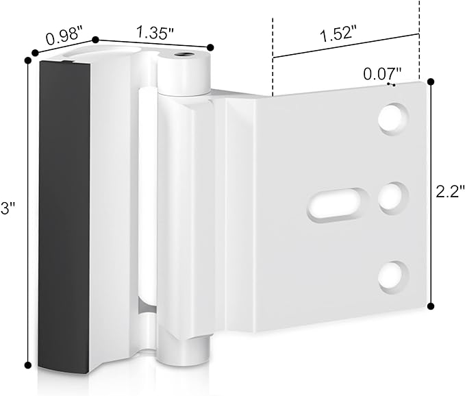 4Pack Door Reinforcement Lock Withstands 800lbs of Force - White Extra Proof Door Lock for Kids Safety Drilling Required,Prevents Unauthorized Entry,Add a Door Security Locks for Home Safety & Privacy