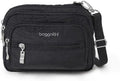 Baggallini Triple Zip Small Crossbody Bag for Women - Lightweight Convertible Fanny Pack Belt Bag