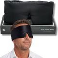 QUIET COVE Plush Luxury Silk Sleep Mask - Sleep Comfortably on Your Side - 22 Momme Mulberry Silk, Total Blackout, Luxe Cloud Filling Soothes Your Eyelids - Luxury Gift (Black)