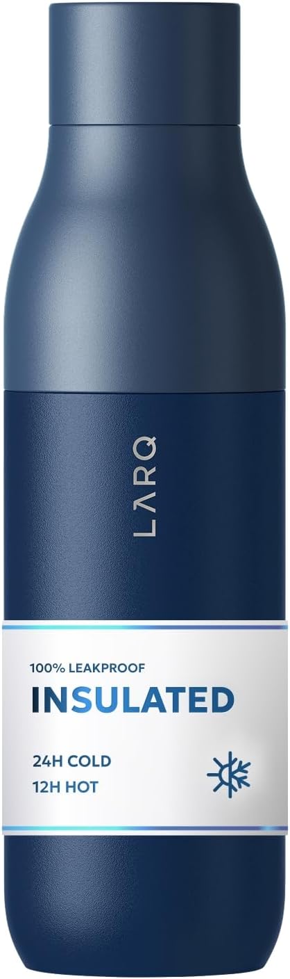 LARQ Twist Top — Reusable Insulated Stainless Steel Water Bottle, Metal Water Bottle for Men, Women, Kids, 100% Leakproof, BPA Free, No Straw — Travel, Gym, Office, School — 25 oz, Monaco Blue