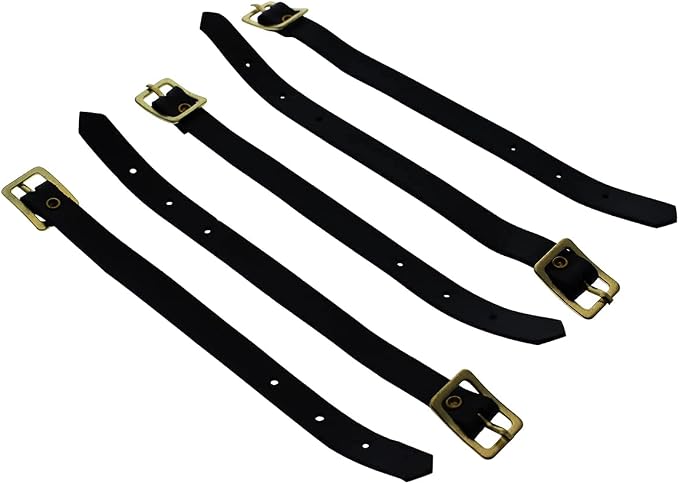 Bulk 25 Pack - Genuine Leather Luggage Tag Loops with Brass Metal Buckle - 6 x 3/8 Inch Premium I’D Name Straps for Suitcases, Briefcase, Backpacks, Golf Bag Tags & More by Specialist ID (Black)