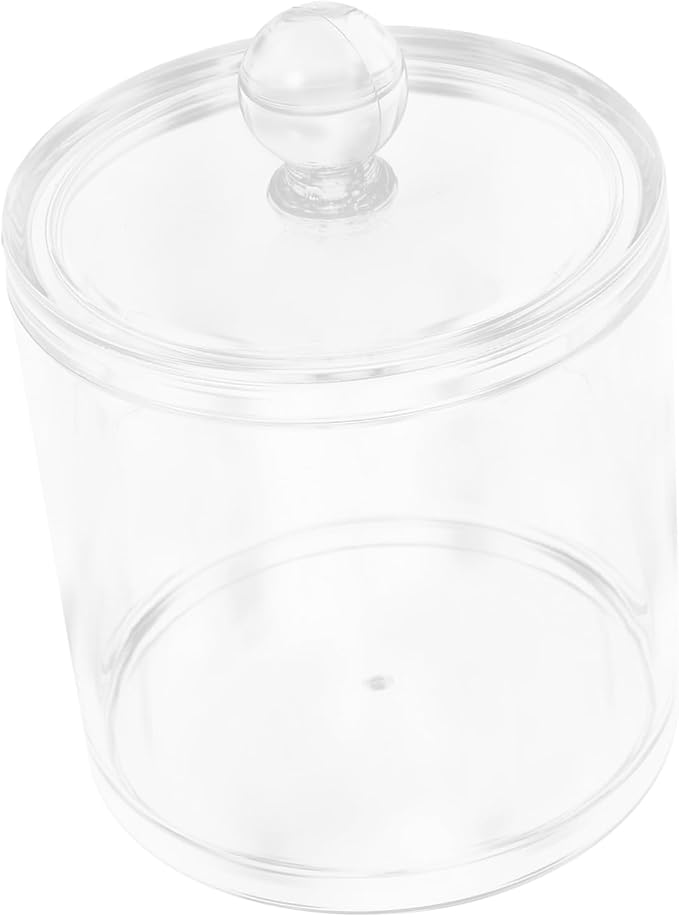 Unomor 2pcs Cotton Swab Holder Lid Round Storage Container for Cotton Balls Pads Makeup Sponges and Hair Accessories Stylish Organizer for Bathroom Bedroom Office and Living Space